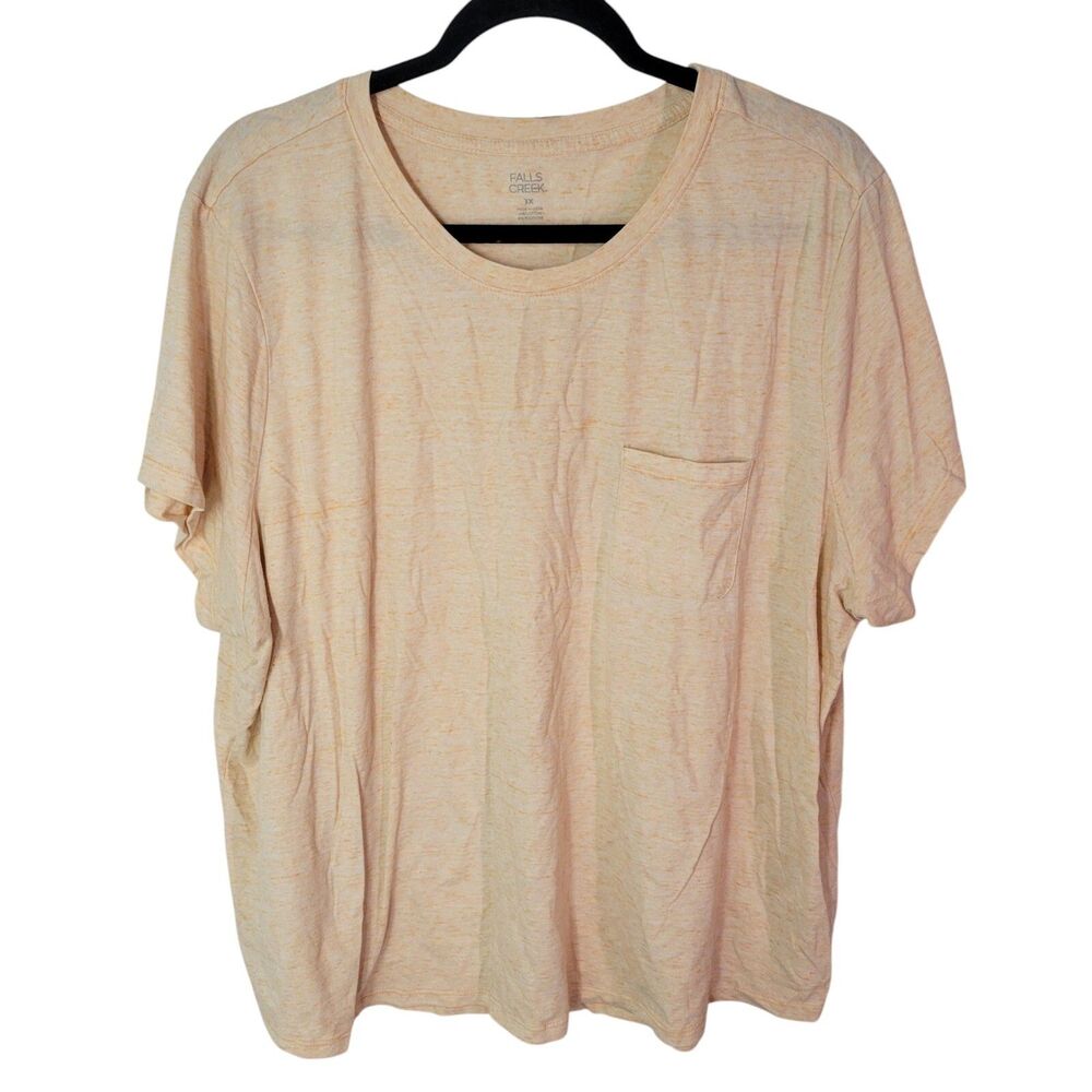 Falls Creek Womens Sz 3X Orange Solid Short Sleeve T-Shirt Blouse